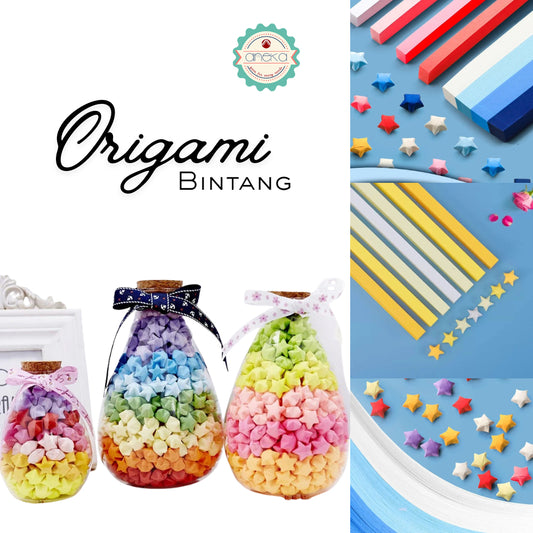 KATALOG - [540 Lembar] Origami Bintang Single & Multicolors / Sheets Handmade Double-Sided Origami Star Strips for DIY Lucky Star Folding Art,