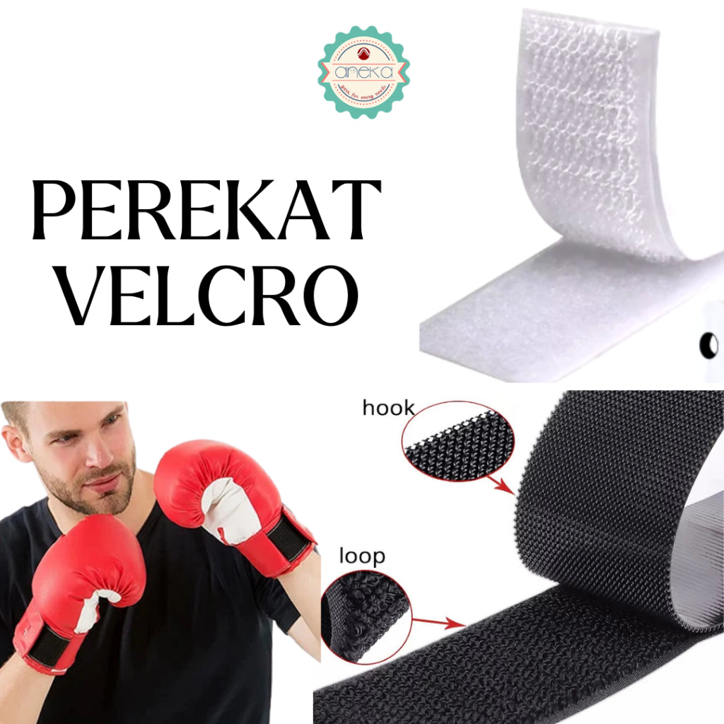 KATALOG - [25 YARD] Perekat Velcro Hook and Loop / Perepet / Magic Tape Sticky Strips Reusable Fastener Roll Strips Sewing