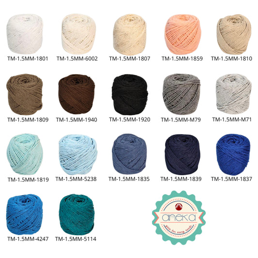 KATALOG - [100gr - 1.5mm] Benang Tali Katun Makrame Bali Warma Rajut / Macrame Cotton Rope Crochet