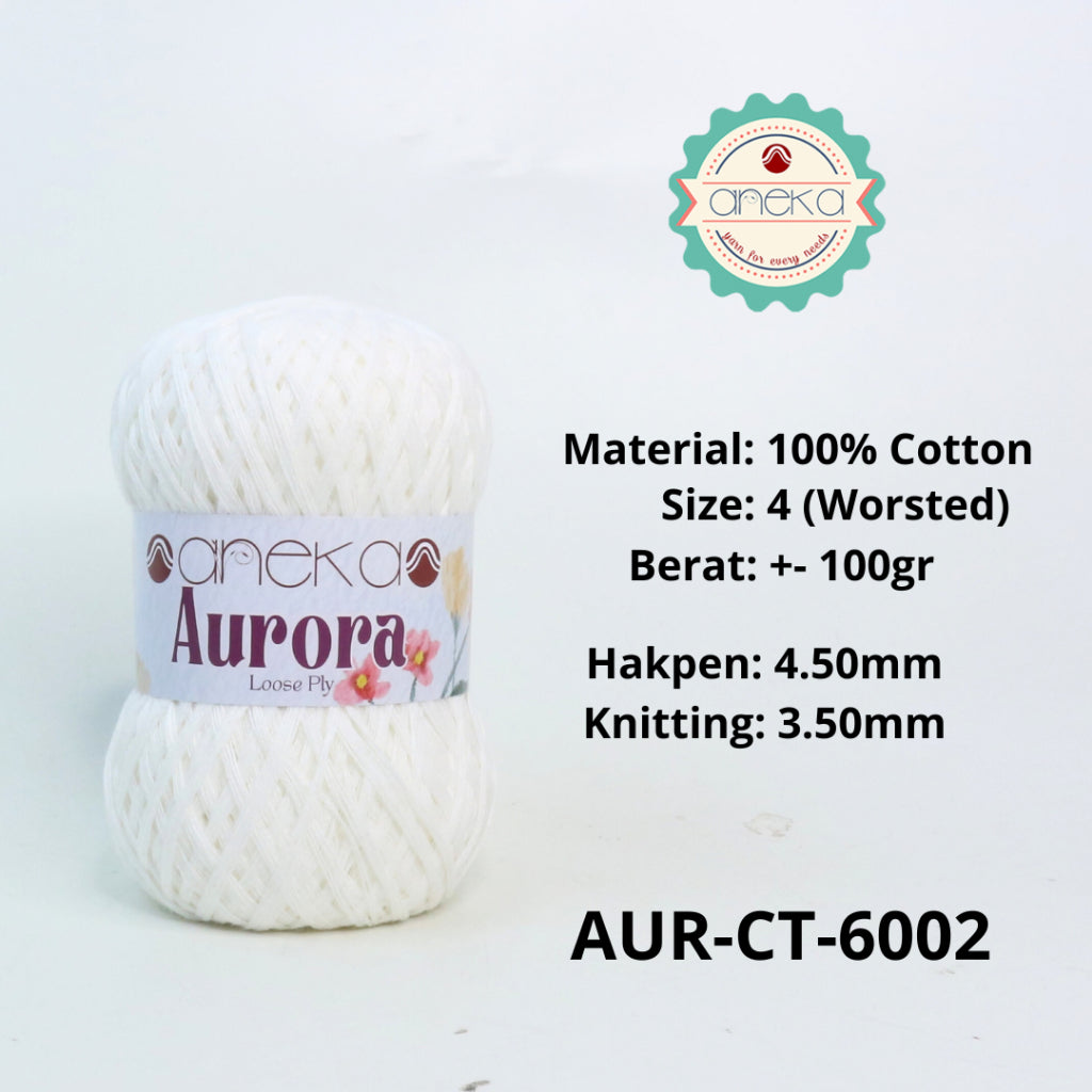 KATALOG - Benang Rajut Knitting Aurora Katun / Single Color Loose Ply Crochet Yarn