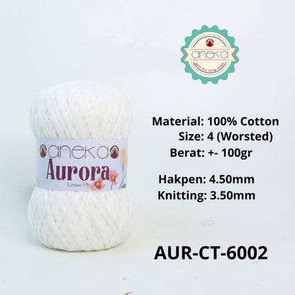 KATALOG - Benang Rajut Knitting Aurora Katun / Single Color Loose Ply Crochet Yarn
