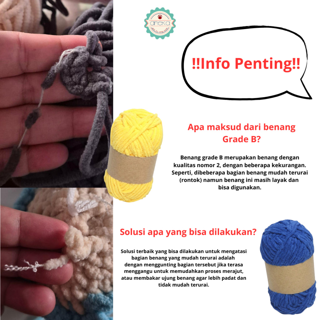KATALOG - [GRADE B] Benang Rajut Mini Chenille / Crochet Knitting Yarn