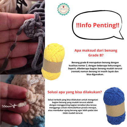 KATALOG - [GRADE B] Benang Rajut Mini Chenille / Crochet Knitting Yarn