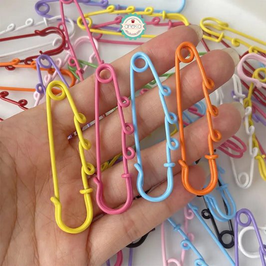 KATALOG - [5PCS] Peniti Kait Warna / Metal Large Safety Pin Brooch Blank Base / Holes Fasteners for DIY Craft Jewelry Making Supplies