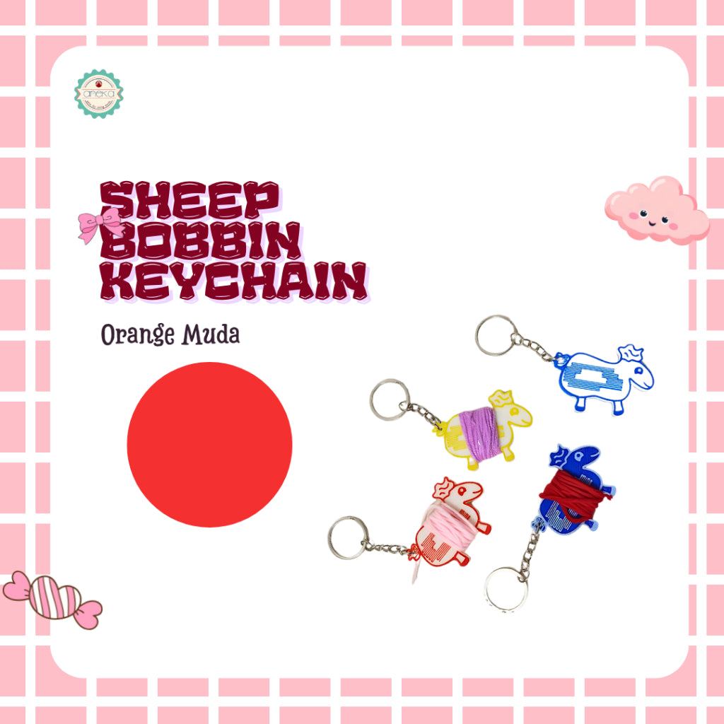 ANEKA - [PRE-ORDER] 3D Print Gantungan Kunci Alat Penggulung Benang Bentuk Domba / Sheep Bobbin Card Keychain