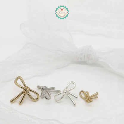 ANEKA - [5 PCS] Kancing Baju Bentuk Pita / Simple Bow Metal Button Knots