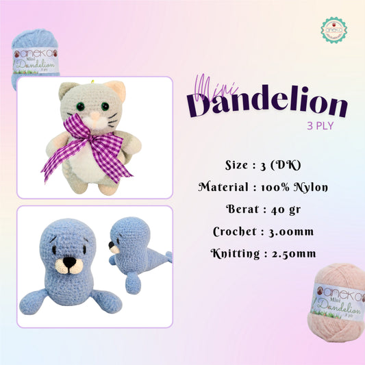 KATALOG - Benang Rajut Mini Dandelion 3 Ply / Crochet Knitting Cord Yarn