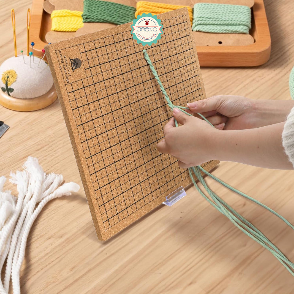 ANEKA - Papan Kerajinan Makrame Tali Menali / Macrame Board DIY Pins Kit / Knotting String / Double Sided Grid Board for Braiding