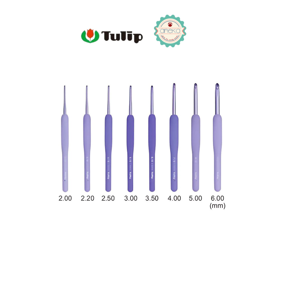 TULIP - [SET] Alat Rajut Hakpen Etimo Murasaki /  Lavender Crochet Hook with Cushion Grip