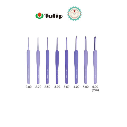 TULIP - [SET] Alat Rajut Hakpen Etimo Murasaki /  Lavender Crochet Hook with Cushion Grip