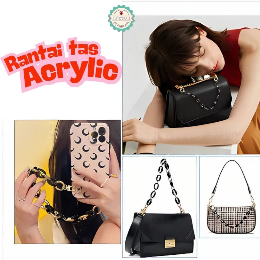 ANEKA - Tali Tas Rantai Akrilik / Handle Bag Chain Acrylic Premium / Strap Detachable Resin Purse Accessories Straps