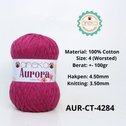 KATALOG - Benang Rajut Knitting Aurora Katun / Single Color Loose Ply Crochet Yarn