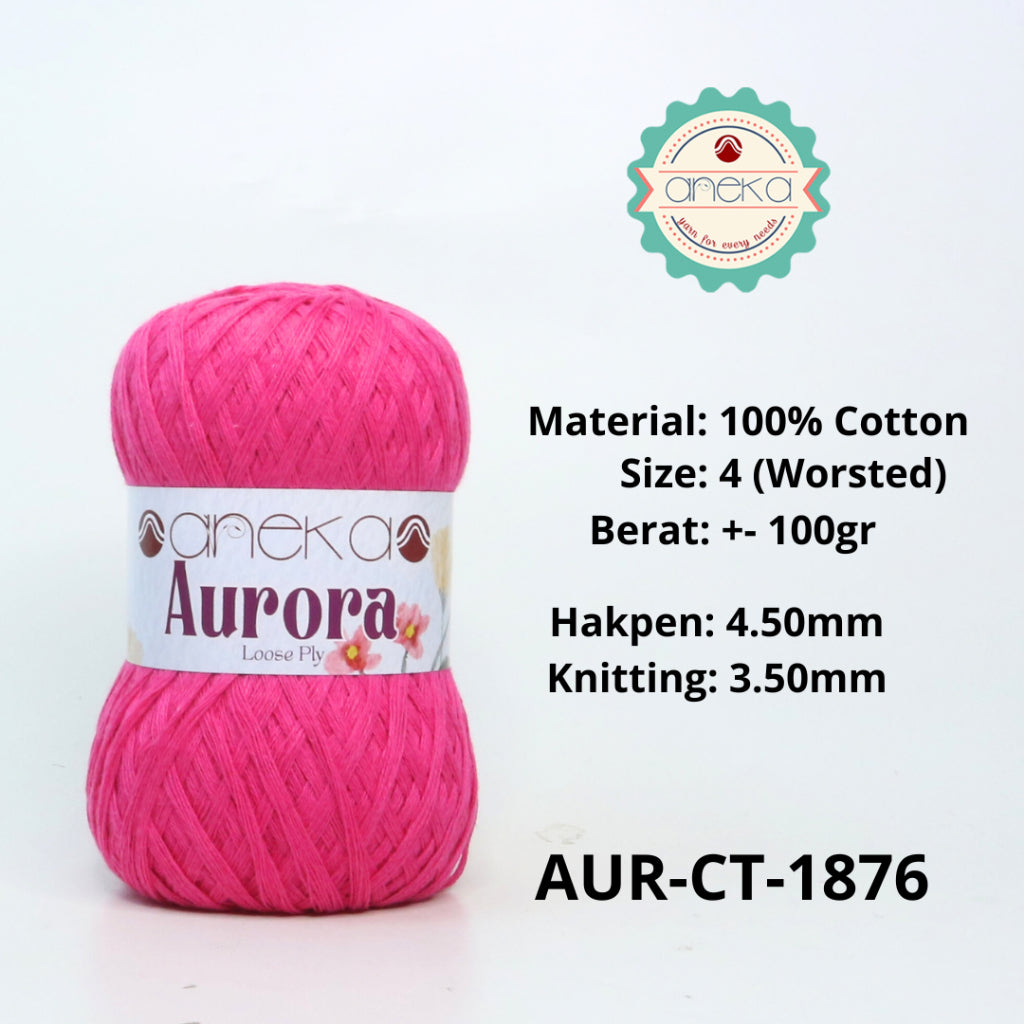 KATALOG - Benang Rajut Knitting Aurora Katun / Single Color Loose Ply Crochet Yarn