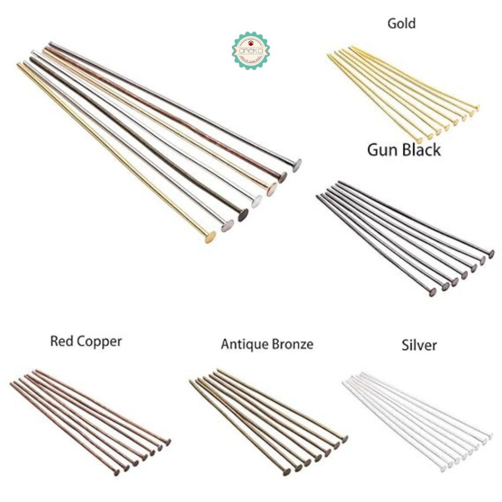 ANEKA - [17gr / +-100PCS] Paku T  Ujung Mati Headpin /  Flat Pins Jewellery Making