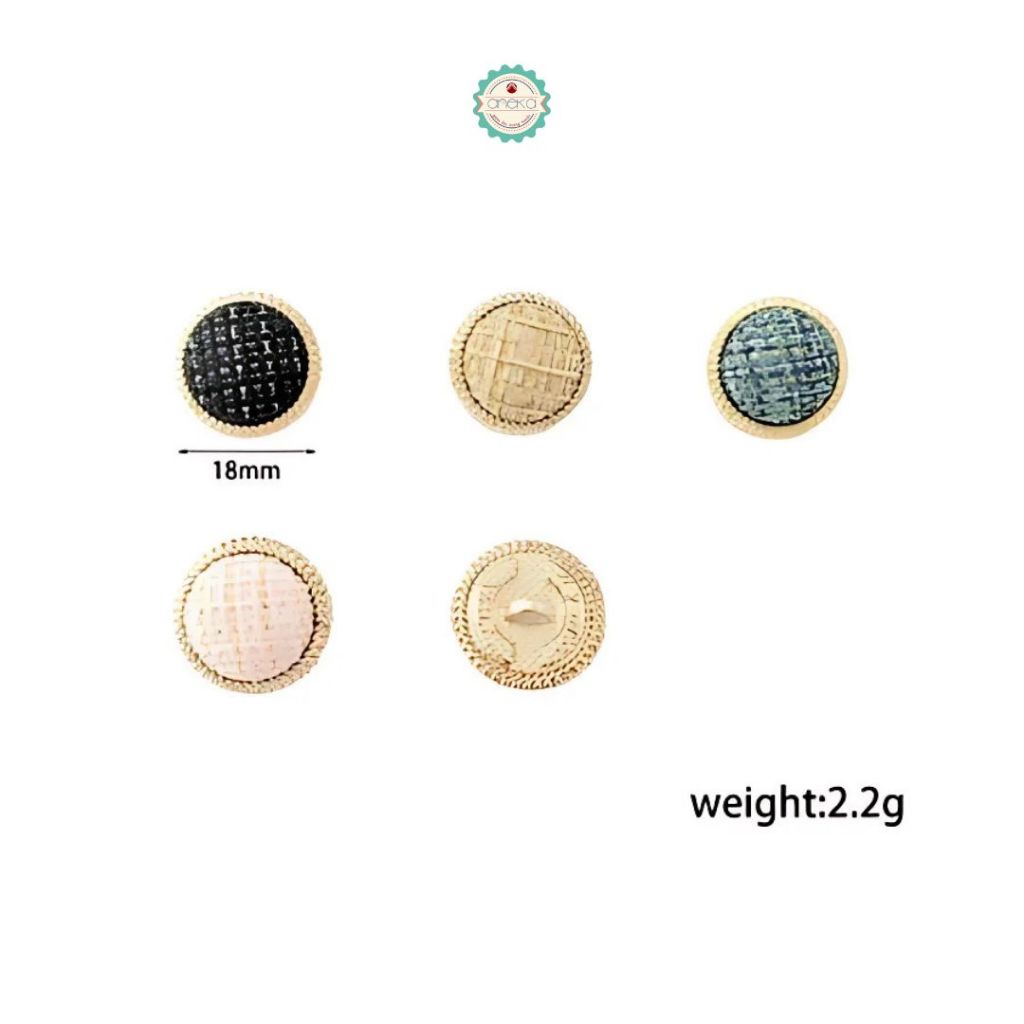 ANEKA - [5PCS] Kancing Baju Motif Tweed Mewah / Fabric Button Blazer Coat Premium