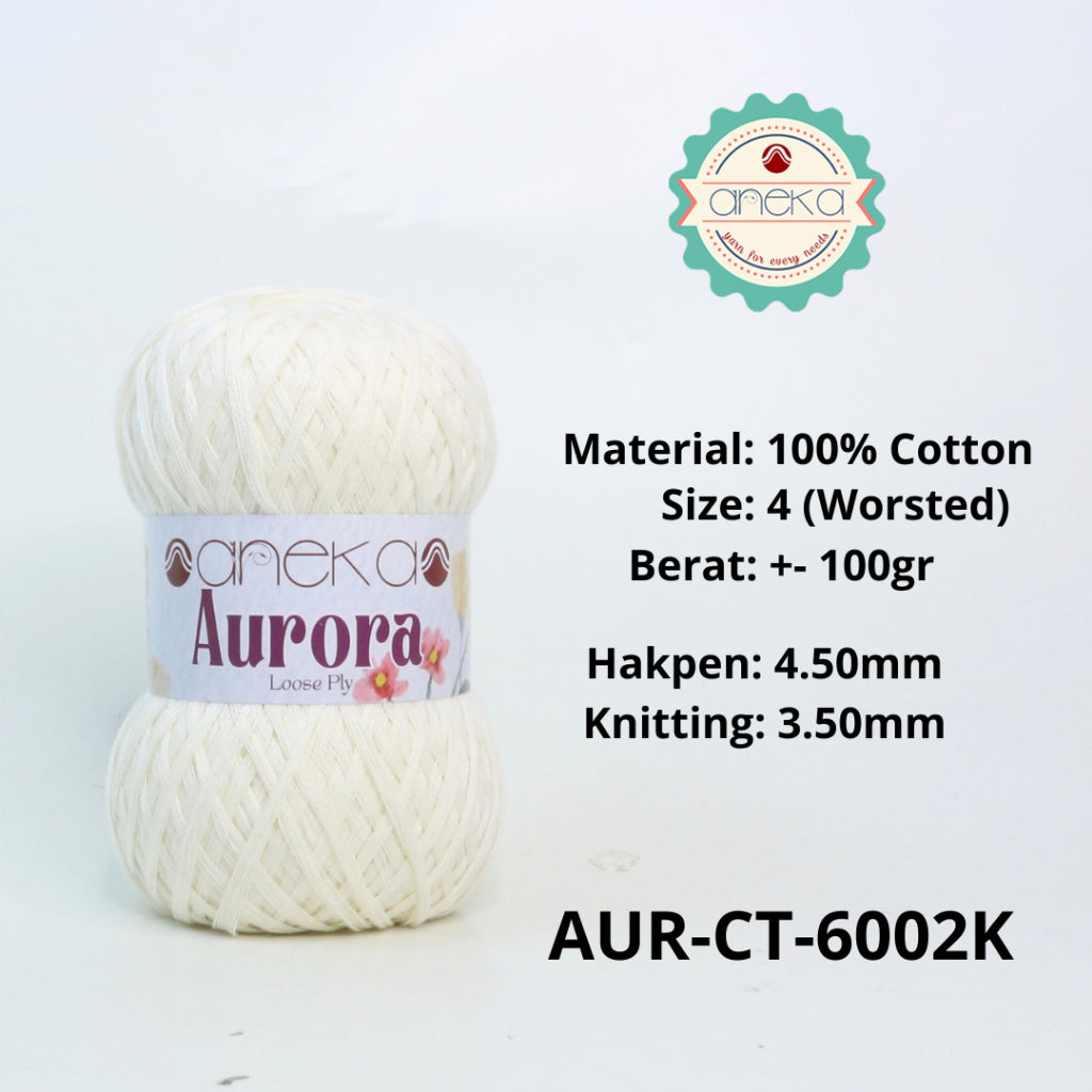KATALOG - Benang Rajut Knitting Aurora Katun / Single Color Loose Ply Crochet Yarn