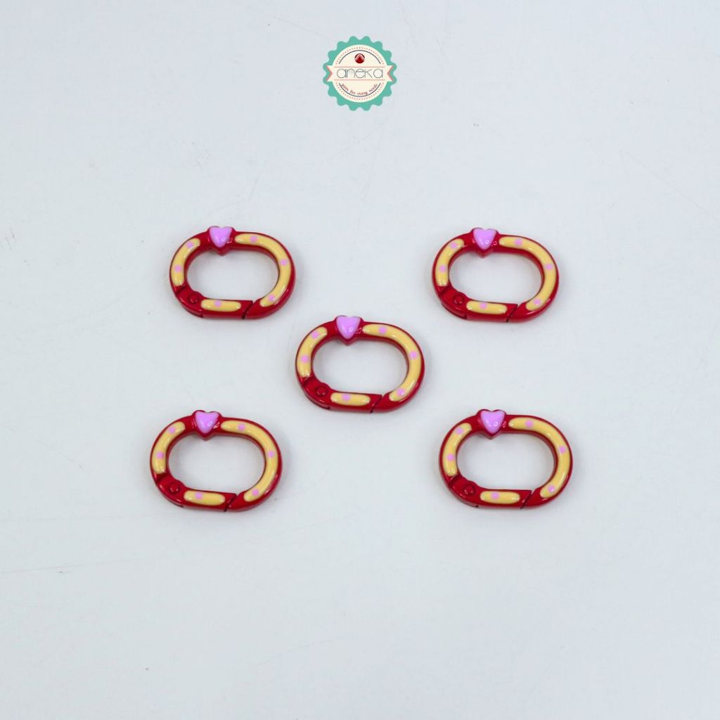 ANEKA - [5PCS] Kait Carabiner Oval Motif Polkadot Warna / Oval Ring Clasp Spring Gate Keychain Premium