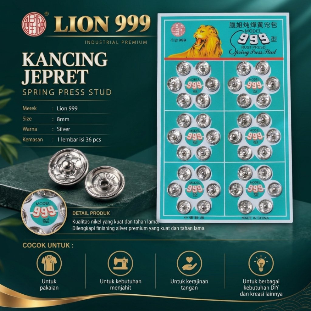ANEKA - [1 Lembar / 36 PCS] Kancing Jepret / Cetet / Spring Press Stud Button