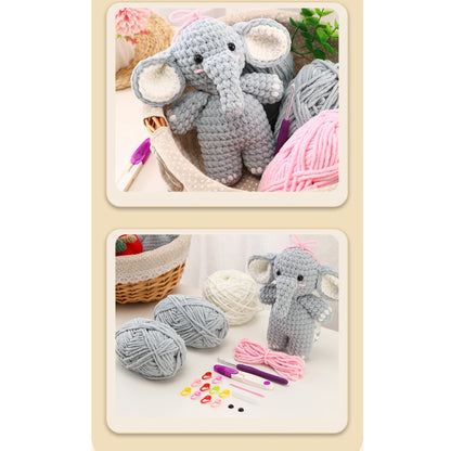 ANEKA - Kit Rajut Gajah Pita Pink / Elephant with Pink Ribbon Crochet Kit DIY / Pemula / Alat Rajut Set