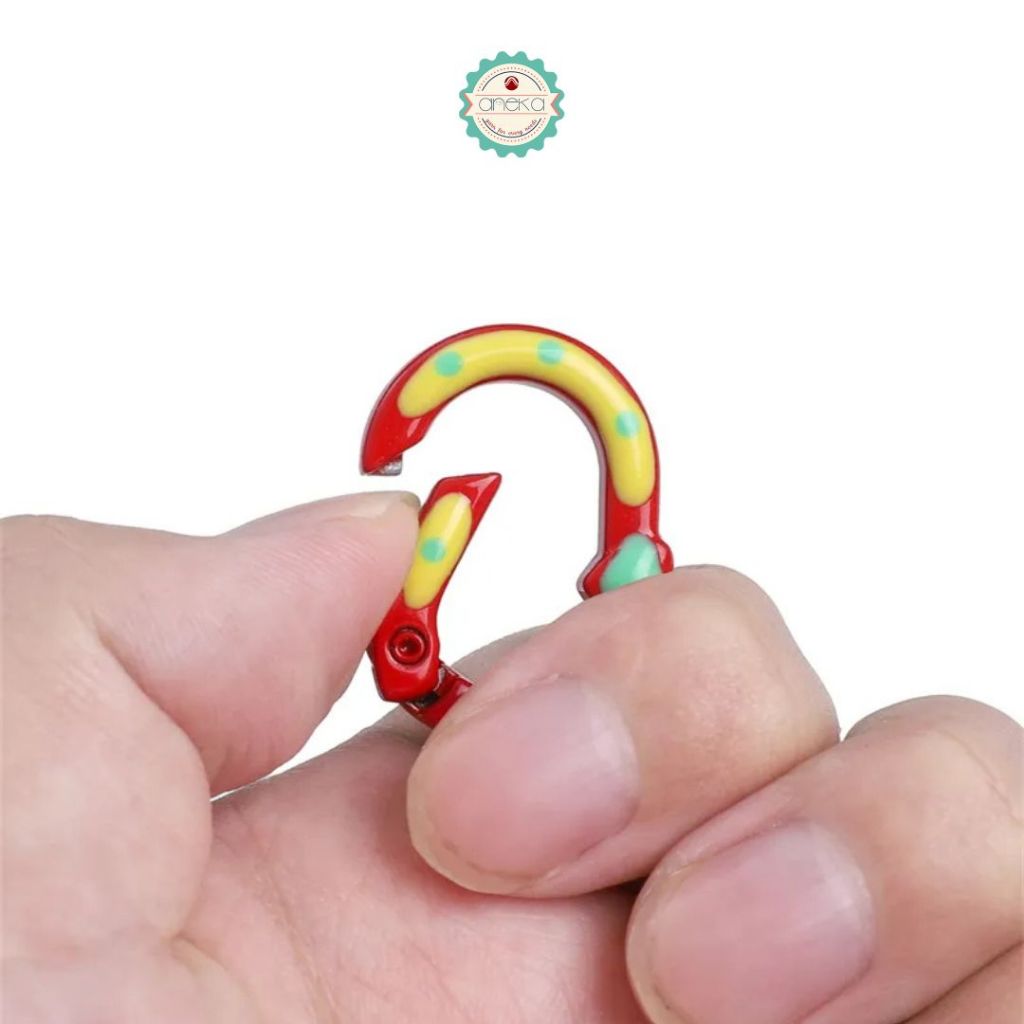 ANEKA - [5PCS] Kait Carabiner Oval Motif Polkadot Warna / Oval Ring Clasp Spring Gate Keychain Premium