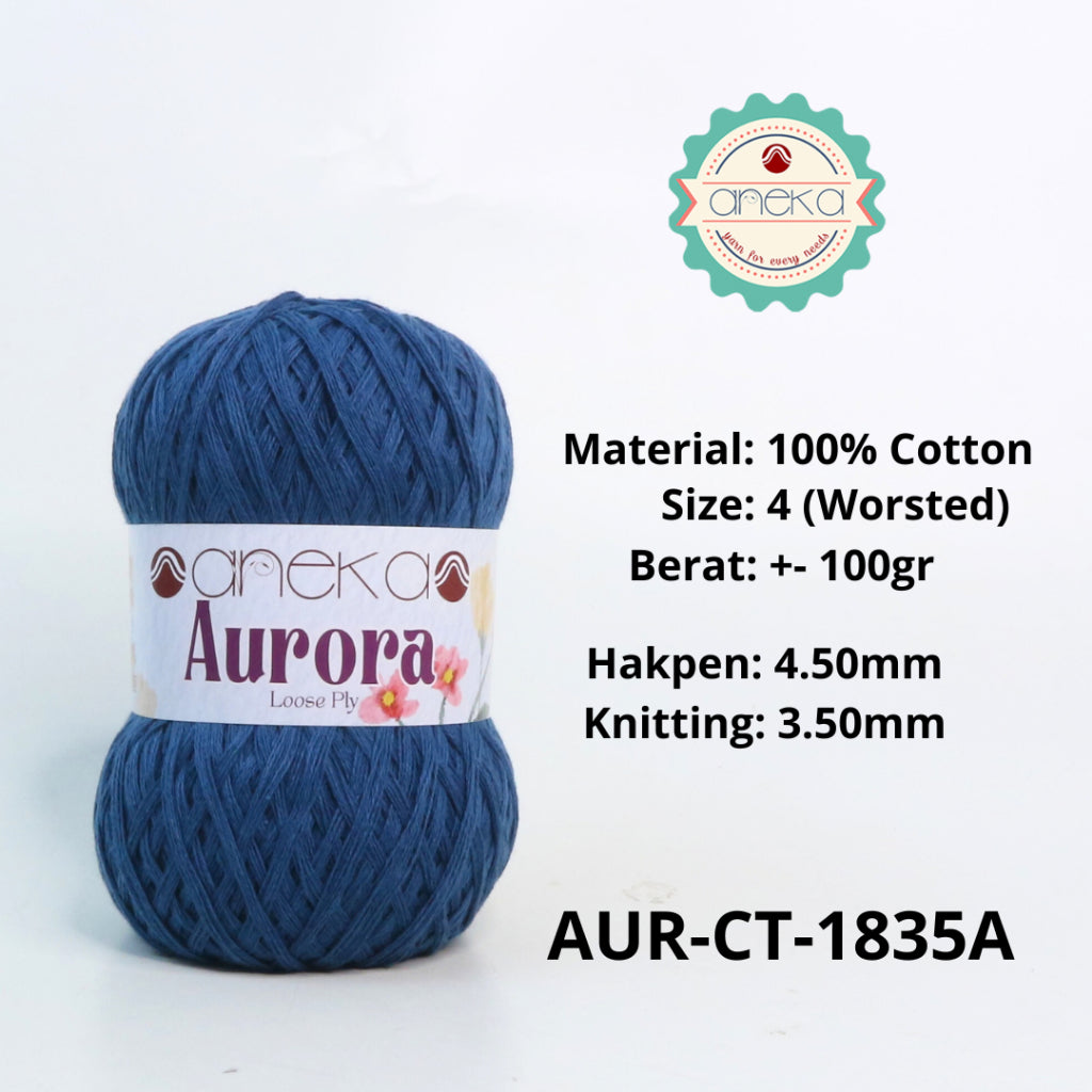 KATALOG - Benang Rajut Knitting Aurora Katun / Single Color Loose Ply Crochet Yarn