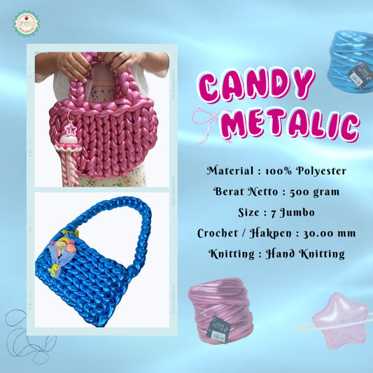 KATALOG - Benang Rajut Candy Metalik / Chunky Metalic Yarn Crochet Knitting Yarn