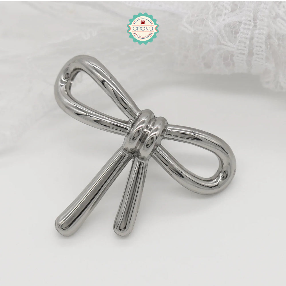 ANEKA - [5 PCS] Kancing Baju Bentuk Pita / Simple Bow Metal Button Knots
