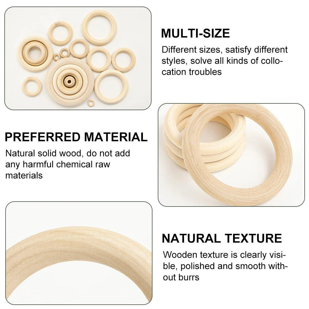ANEKA - [5PCS] Wooden ring kayu bulat O warna natural/Asli
