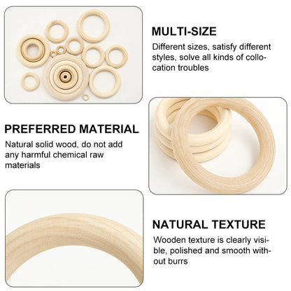 ANEKA - [5PCS] Wooden ring kayu bulat O warna natural/Asli