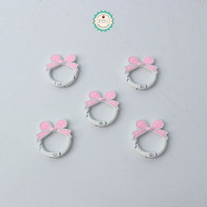 ANEKA - [5PCS] Kait Carabiner Bentuk Bulat Pita Polkadot / Keychain Ring Bow Premium