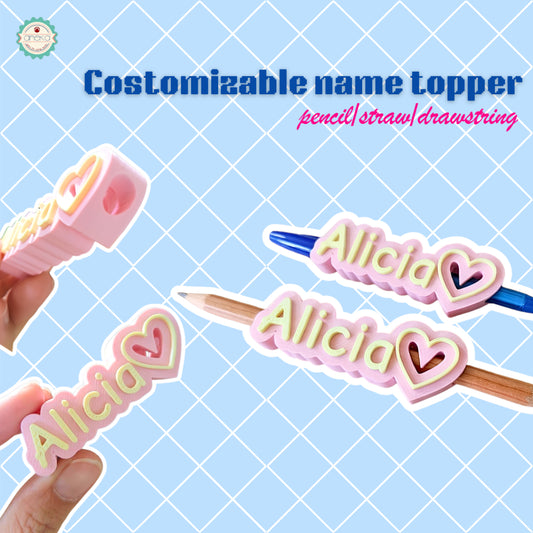 ANEKA - 3D Print Customizable Name Topper for Pecil / Straw / Drawsting Accessories / Aksesoris Pensil