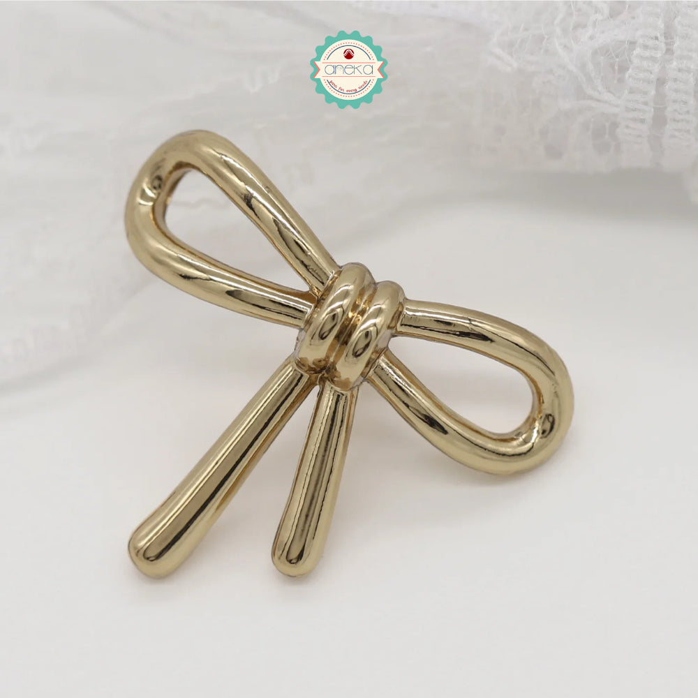 ANEKA - [5 PCS] Kancing Baju Bentuk Pita / Simple Bow Metal Button Knots