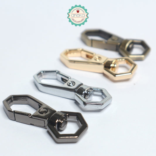 ANEKA - [2PCS] Kait Tas Octagonal Hitam / Emas / Silver / Bakar