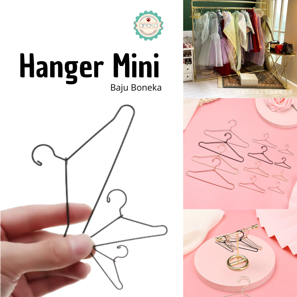 KATALOG - [10 PCS] Hanger Gantungan Mini Baju Boneka / Cute Doll Rack Metal Mini Hanger For Dolls Accessories / Wardrobe for  Clothes