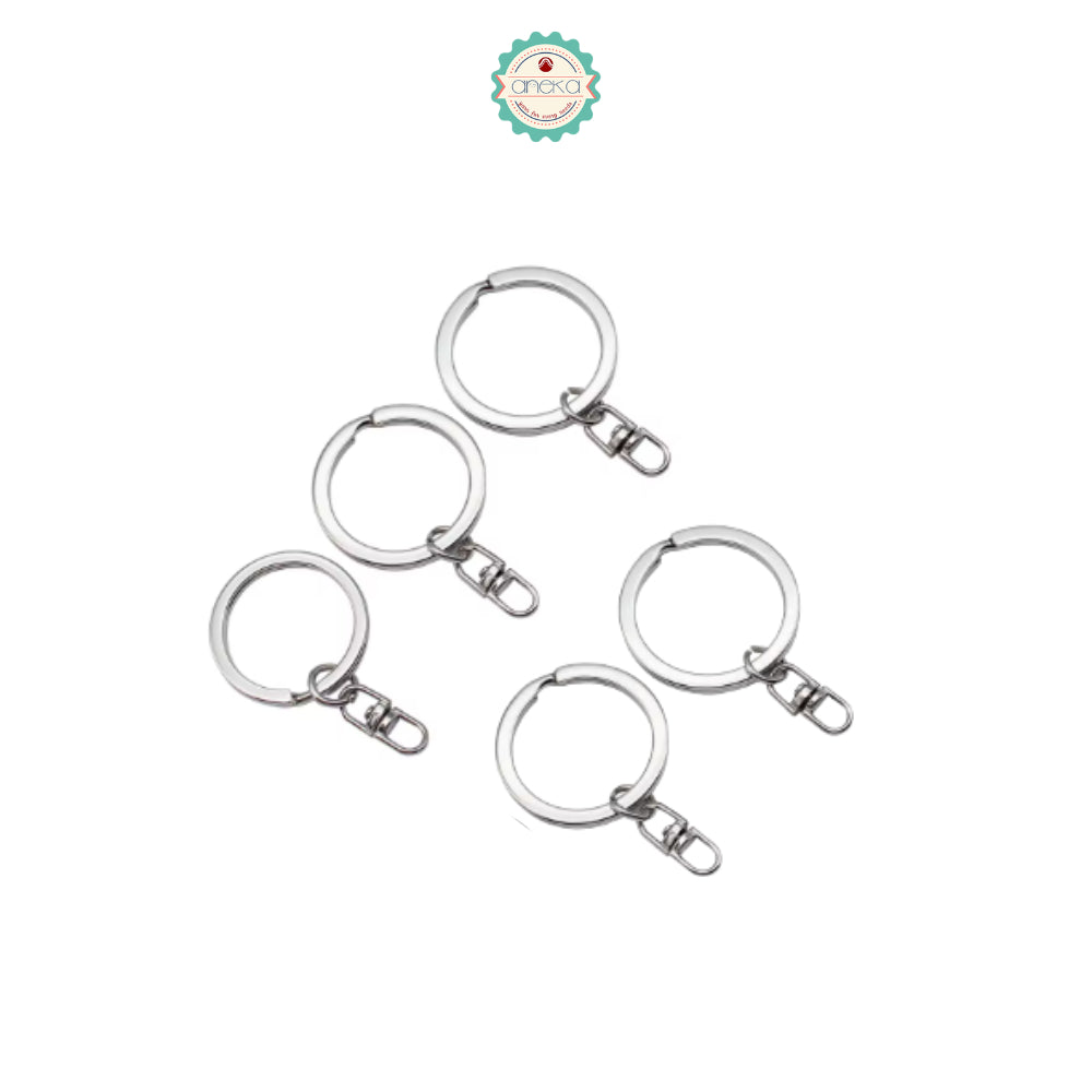 ANEKA - [5PCS] Gantungan Kunci Putar / Flat Wire Keyring Keychain With Rotatable