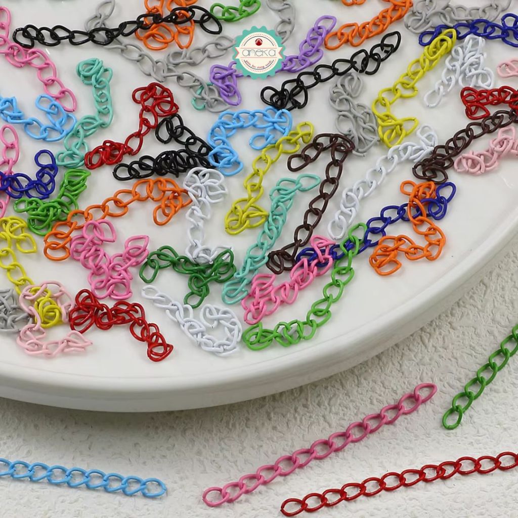 ANEKA - [5PCS] Rantai Konektor Warna 5cm /  Extended Extension Tail Chain Lobster Connector Jewelry