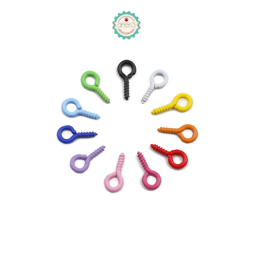KATALOG - [100 PCS] Paku Ulir Warna / / Pin Mata / Sekrup Kecil Berulir / Screw Eye Hook