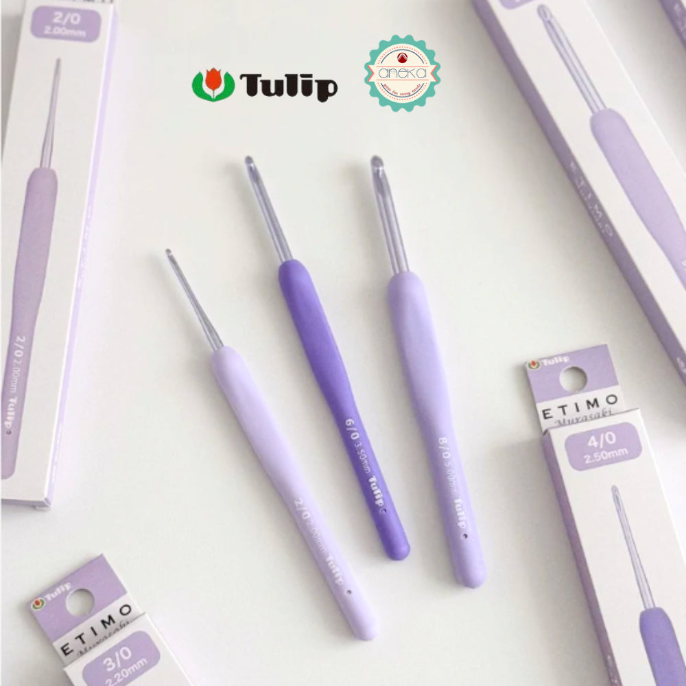 TULIP - [PCS] Alat Rajut Hakpen Etimo Murasaki /  Lavender Crochet Hook with Cushion Grip