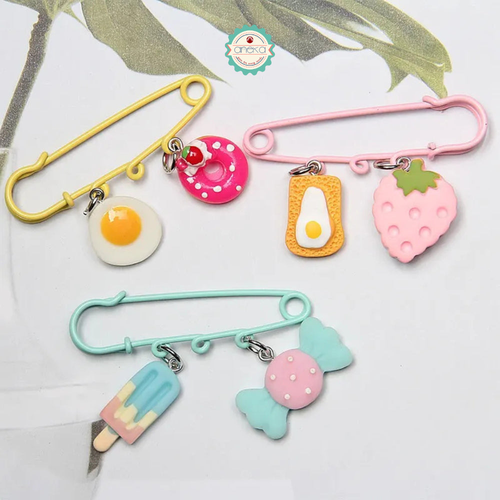 KATALOG - [5PCS] Peniti Kait Warna / Metal Large Safety Pin Brooch Blank Base / Holes Fasteners for DIY Craft Jewelry Making Supplies