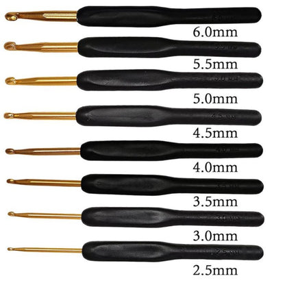 ANEKA - Hakpen Alumunium Gagang Plastik Hitam ANK - Set (Alumunium Black Crochet Hook Handle)