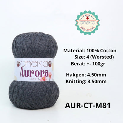 KATALOG - Benang Rajut Knitting Aurora Katun / Single Color Loose Ply Crochet Yarn