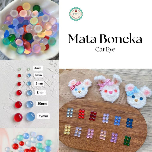 KATALOG - [10 PCS] Mata Boneka Tempel Refleksi Warna / Cat Eye Reflective Colors for DIY Dolls Accessories