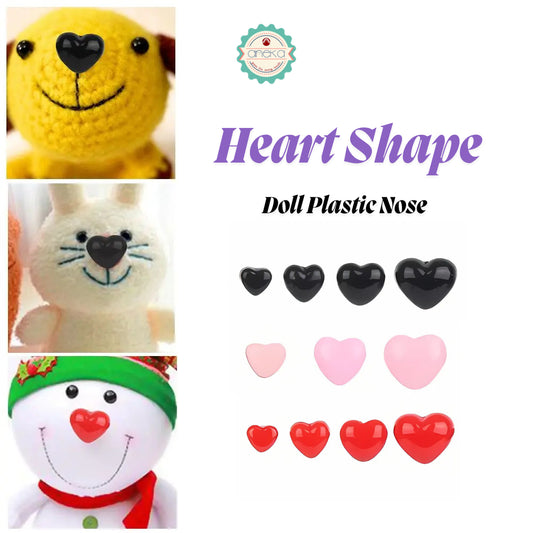 KATALOG - [5PCS] Hidung Boneka Tusuk Bentuk Love Plastik / Heart Shape Accessories Nose Toys Dolls Plastic DIY