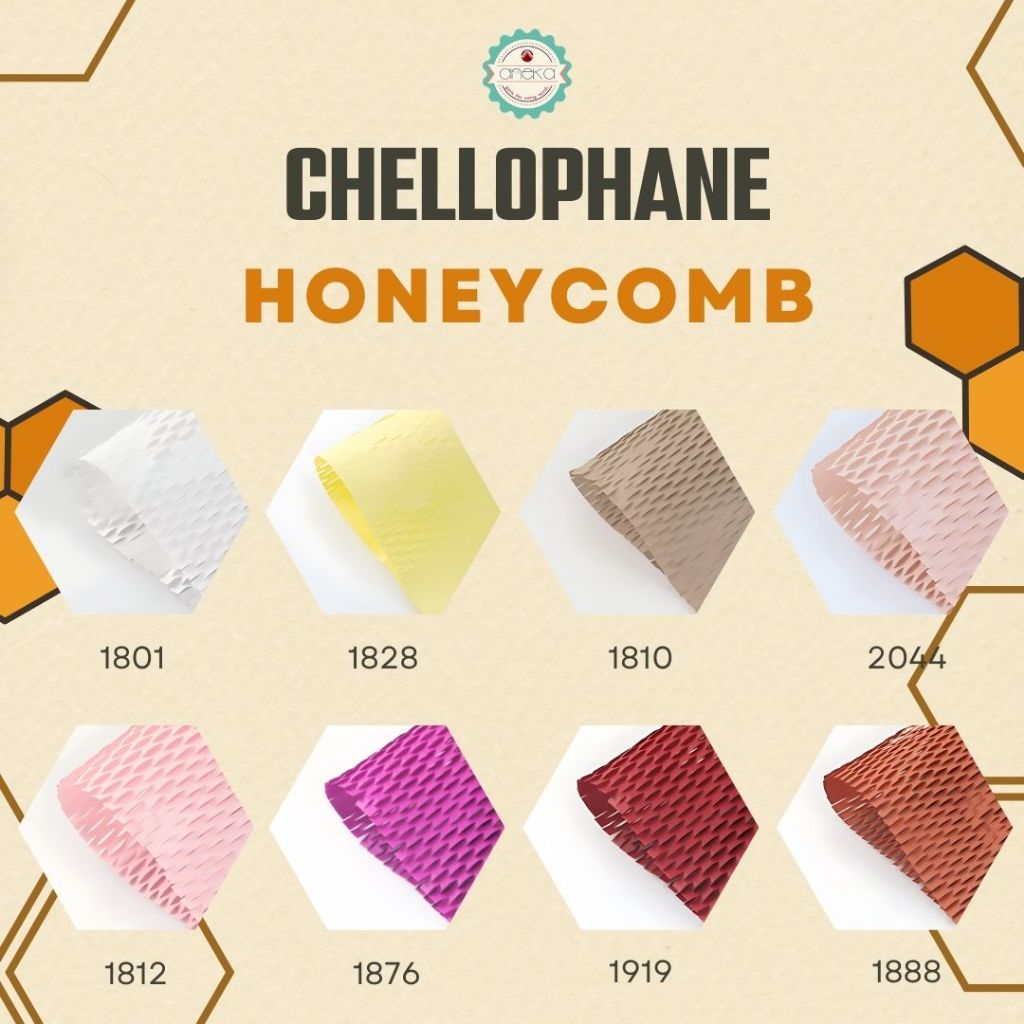 AnekaBenang - [ 10 Yard ] Kertas Cellophane Buket Bunga [ Honey Comb ] Flower Wrapping Paper Celophane