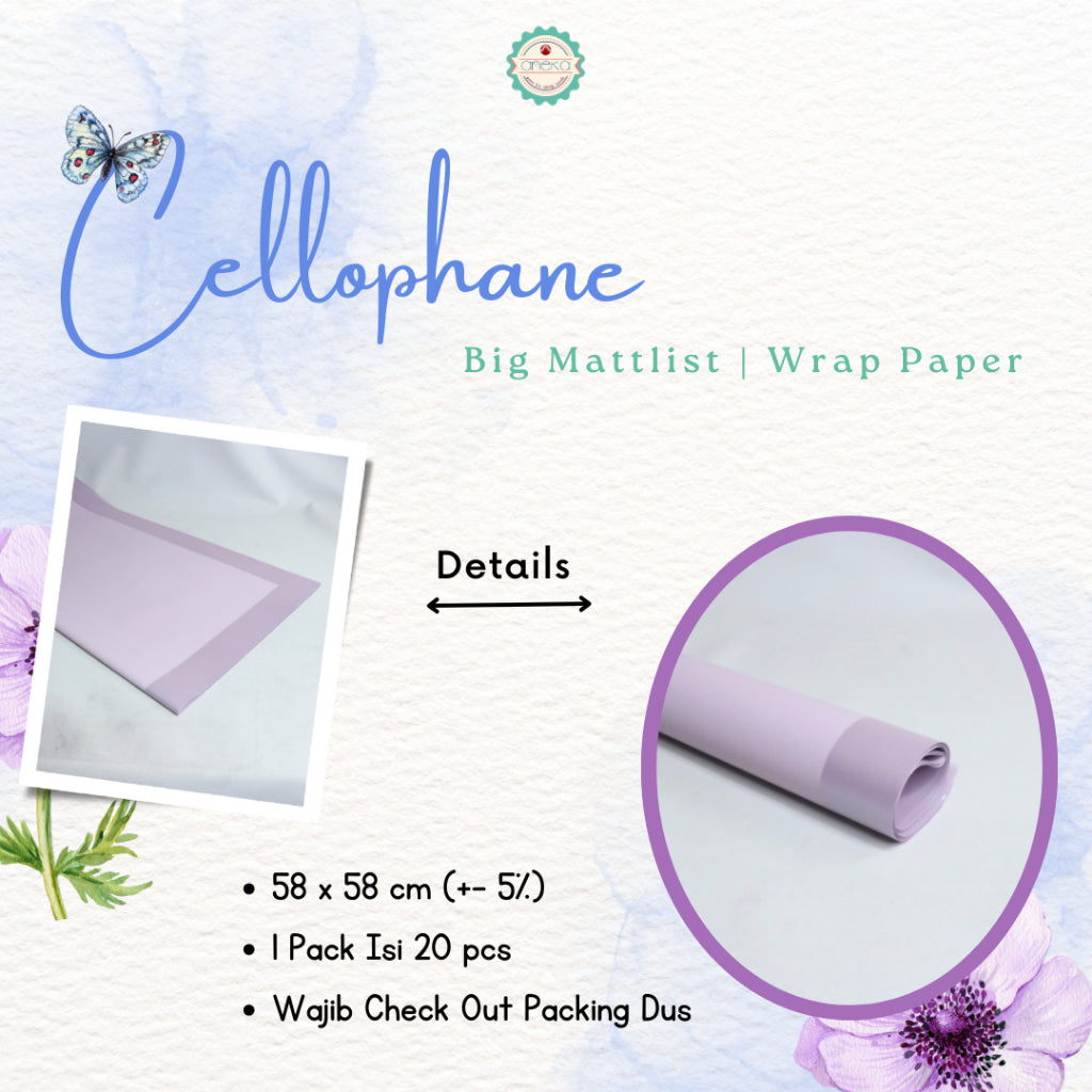 AnekaBenang - [ LEMBARAN ] Kertas Cellophane Buket Bunga [Big Matt LIst] Flower Wrapping Paper Celophane