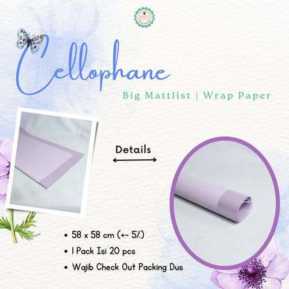 AnekaBenang - [ LEMBARAN ] Kertas Cellophane Buket Bunga [Big Matt LIst] Flower Wrapping Paper Celophane