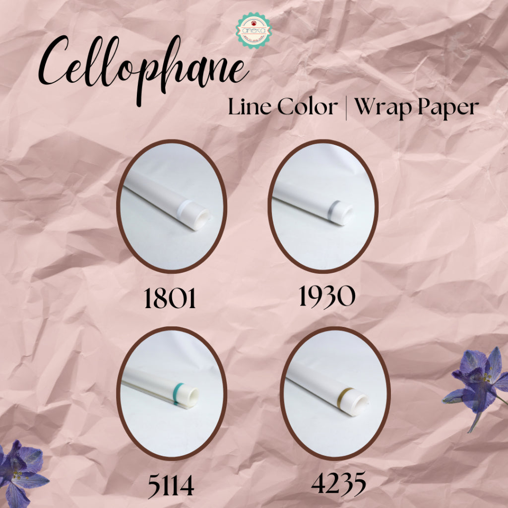 AnekaBenang - [ PACK ] Kertas Cellophane White Line Color / Buket Bunga [ White Line Color] Flower Wrapping Paper Celophane