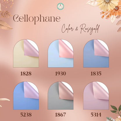 AnekaBenang - [ Lembaran ] Kertas Cellophane Buket Bunga [ Color & Rose gold ] Flower Wrapping Paper Celophane