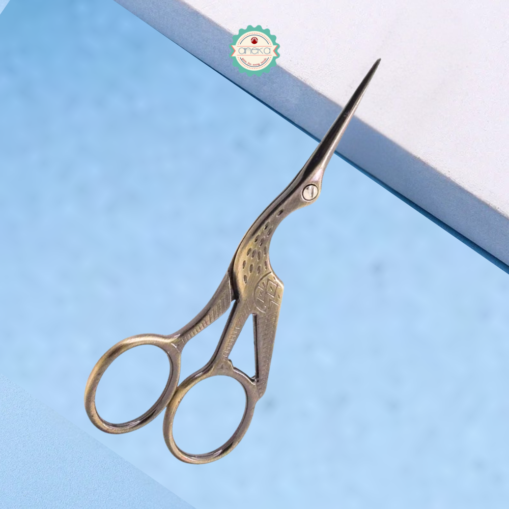 ANEKA - Gunting Benang Bangau / Bordir / Sulam Vintage / Retro / Klasik Burung Crane