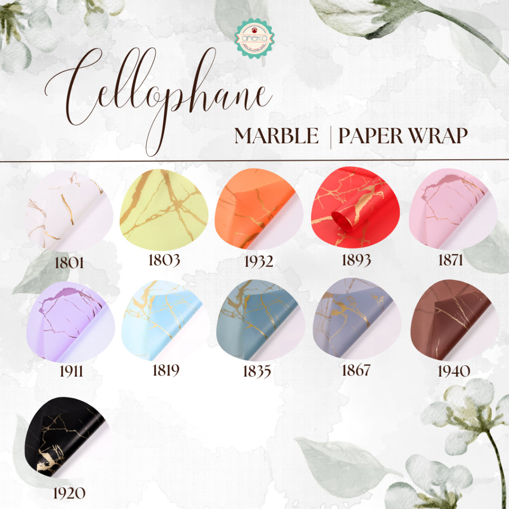 ANEKA - [ LEMBARAN ] Kertas Cellophane Buket Bunga [Marble] Flower Wrapping Paper Celophane